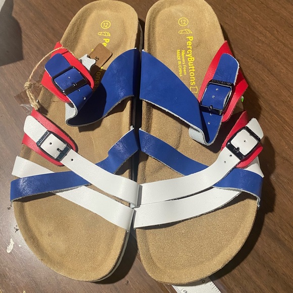 Percy Buttons Men's Colorful Strap Sandals - Picture 1 of 7